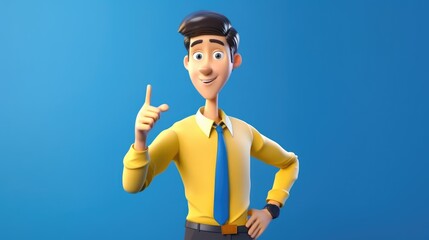 Cartoon character young man isolated on blue background