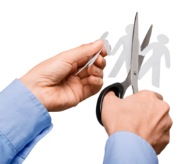 Closeup of Hands Cutting Paper People