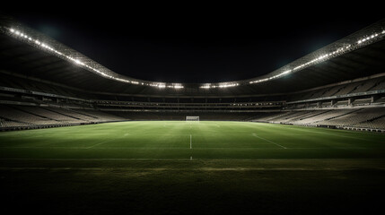 Fototapeta na wymiar Football stadium with good grass, center position. generative ai