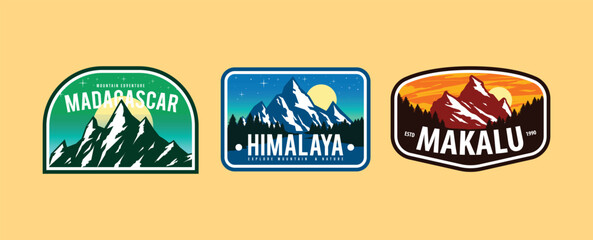 set of mountain labels