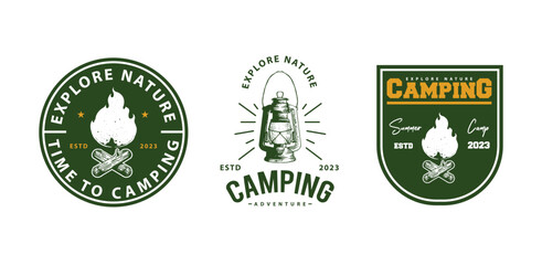 Camping logo, emblem, badge and label