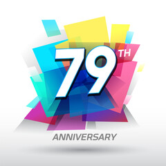 79th Anniversary with confetti and celebration background