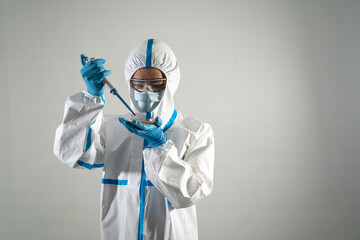 Researcher working for research on Covid-19.