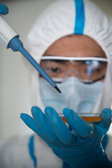 Researcher working for research on Covid-19.