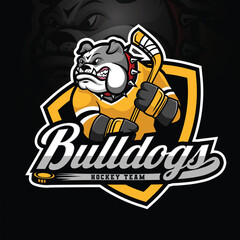 bulldog mascot ice hockey logo design
