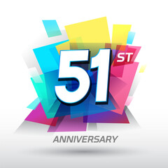 51st Anniversary with confetti and celebration background