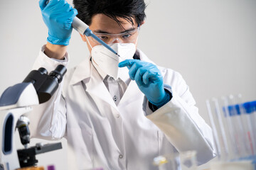 Fototapeta premium Laboratory assistant conducting experiments for laboratory research.