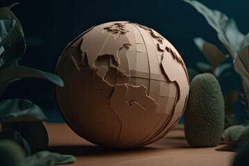 Earth day globe paper craft, Generative IA.