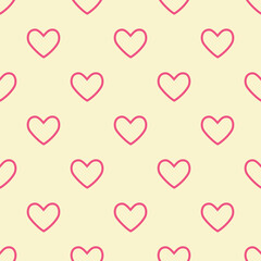 Valentine romantic Seamless Pattern. Pink Hearts on pastel Background. Cute Hearts seamless pattern  on light background.	