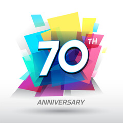 70th Anniversary with confetti and celebration background