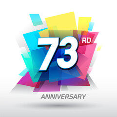 73rd Anniversary with confetti and celebration background