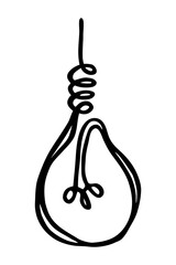 Doodle light bulb hand drawn with felt pen brush. Png clipart isolated on transparent background