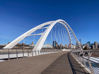 The Walterdale Bridge a through arch bridge across the North Saskatchewan River in Edmonton, Alberta, Canada.