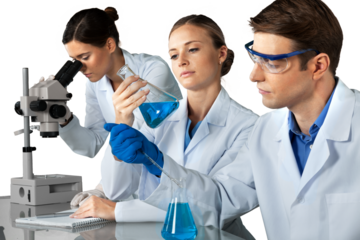 Group of the scientists working at the laboratory