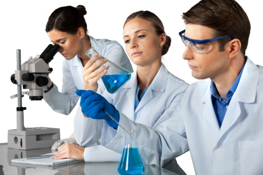 Group of the scientists working at the laboratory