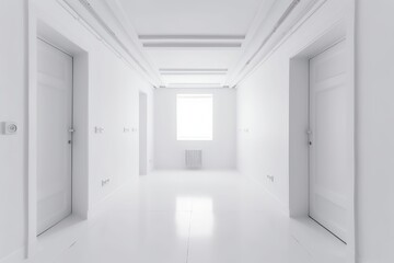 Fototapeta na wymiar empty white hallway room for interior design. Generative Ai