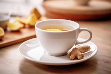 Cup of ginger tea. Generative AI illustration