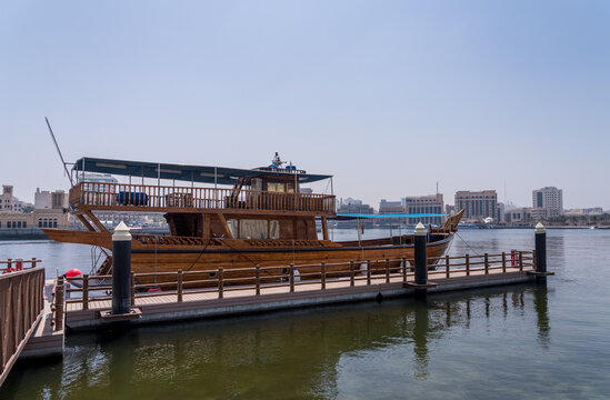Cruise boat in the Creek in the Al Shindagha district and museum in Bur Dubai