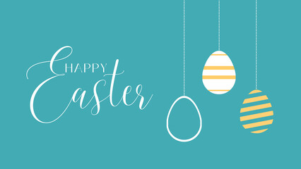 Naklejka premium Happy Easter card with easter eggs garland. Easter decorations with minimalis easter eggs.