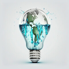 Earth's Water: A Light Bulb Idea for Environmental Protection on World Water Day. Generative AI