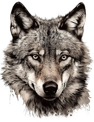 Wolf Face Illustration, Sketch, Majestic, Graphical Resource, Logo, T Shirt, Graphic Design. Generative AI