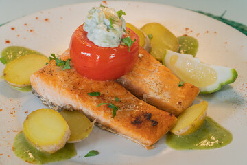 grilled salmon steak