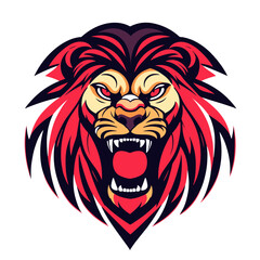 2D E- Sport flat color Lion head illustration logo symbol