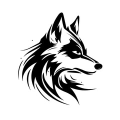 Black Fox head vector illustration Logo