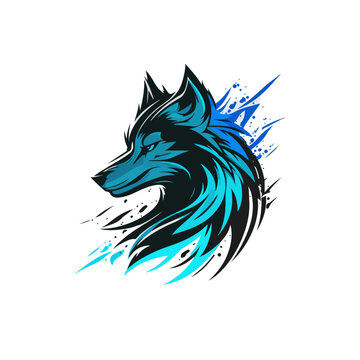 Blue Fox head illustration logo symbol