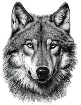 Wolf Face Illustration, Sketch, Majestic, Graphical Resource, Logo, T Shirt, Graphic Design. Generative AI