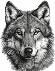 Fototapeta premium Wolf Face Illustration, Sketch, Majestic, Graphical Resource, Logo, T Shirt, Graphic Design. Generative AI