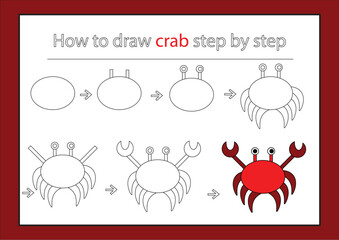 How to draw crab step by step