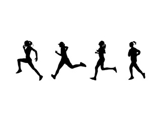 Fototapeta na wymiar silhouettes of people running. women run vector design and illustration. women run vector art, icons, and vector images. women run silhouettes white background.