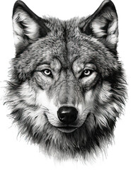 Fototapeta premium Wolf Face Illustration, Sketch, Majestic, Graphical Resource, Logo, T Shirt, Graphic Design. Generative AI