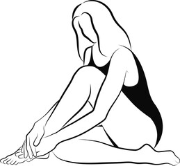 drawing woman massaging her leg
