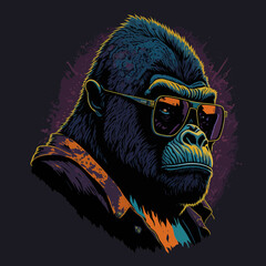 portrait of a gorilla ape vector style illustration t-shirt ready to print