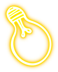 Yellow Glowing Neon Lightbulb