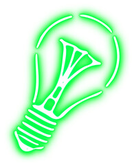 Green Glowing Neon Lightbulb