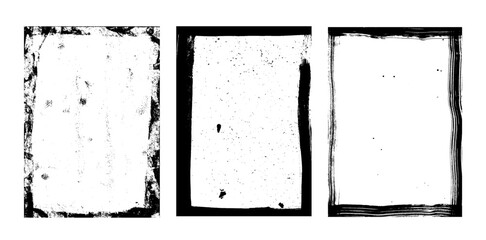 Conjunto de marcos con texturas de trazos de pincel; texturas desgastadas. Superposición de polvo, suciedad, partículas de ruido, grano