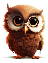 Adorable Owl, Big Eyes, Cartoon Style, 3D, Graphical Resource, Logo Design, Graphic Design, T Shirt. Generative AI