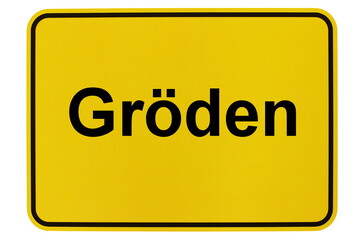 Illustration eines Ortsschildes der Gemeinde Gröden in Brandenburg