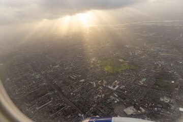 Aircraft Window Aerial View of London, United Kingdom, Europe