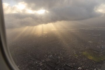 Aircraft Window Aerial View of London, United Kingdom, Europe
