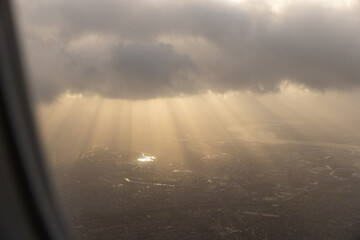 Aircraft Window Aerial View of London, United Kingdom, Europe