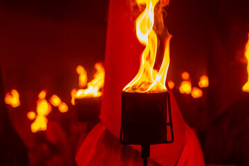 Tocha do Farricoco na procissão do Fogareu, festa típica da Cidade de Goias no Brasil.