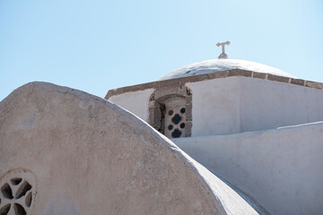 Naklejka premium Panagia Thalassitra traditional greek orthodox church close up details in Milos ısland , Greece