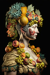human body made of fruits, Generative AI