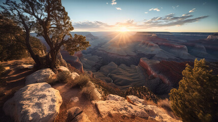 Midjourney generated image of a majestic landscape at the Grand Canyon