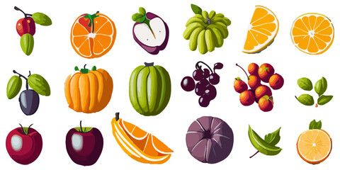 Hand-Drawn Fruit and Vegetable Clipart Set
