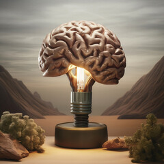 Brain Shaped Lamp. Generative AI